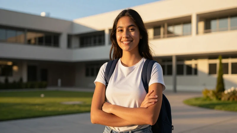 Joven mexicano en campus con luz dorada