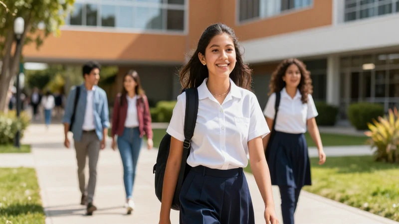 Estudiante mexicano sonriente en campus soleado