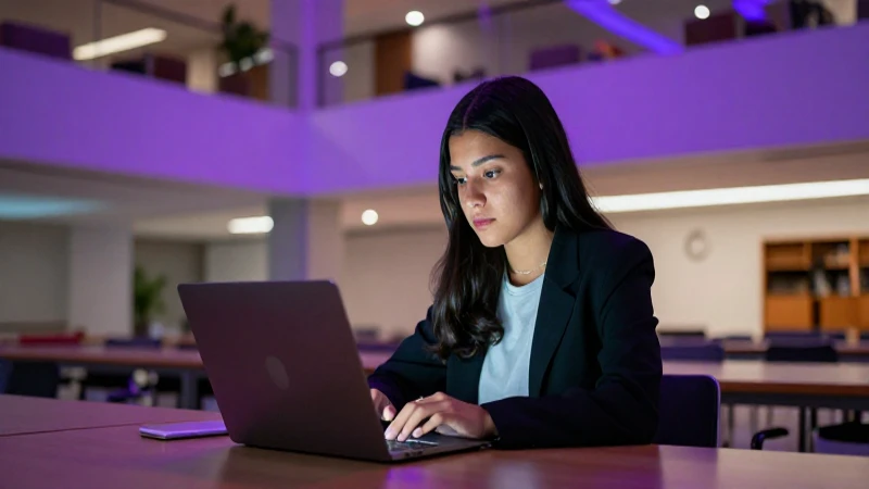 Estudiante mexicano concentrado estudiando con laptop