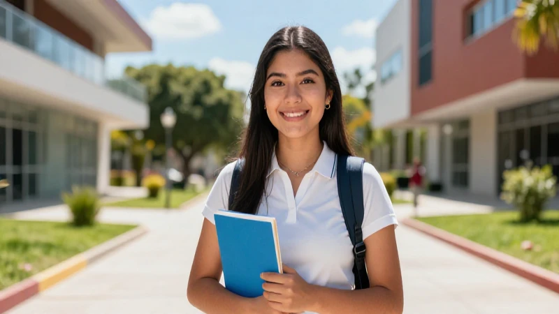 Estudiante mexicano en campus universitario moderno