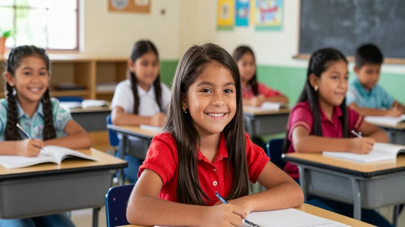 Niños mexicanos felices en un aula vibrante