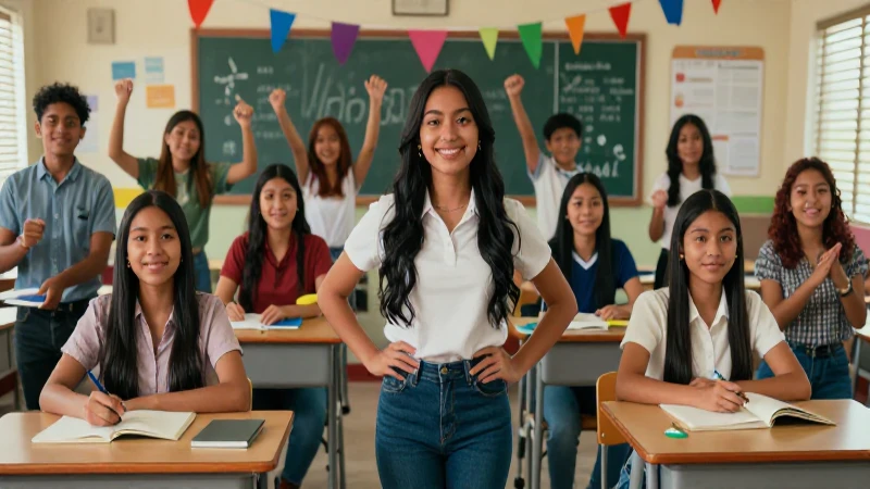 Estudiante mexicano vibrante en aula moderna