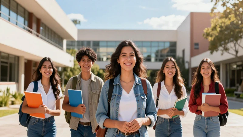 Estudiante mexicana sonriente en campus universitario