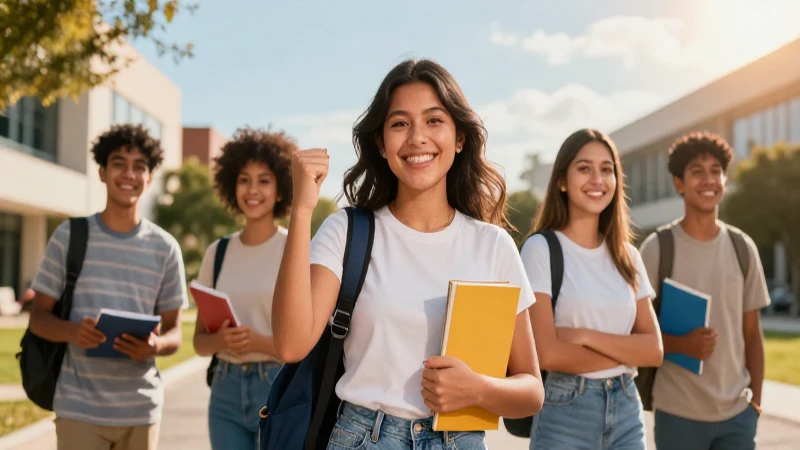 Estudiante mexicano exitoso en campus universitario