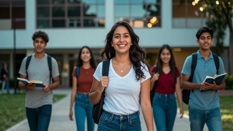Estudiantes mexicanos diversos y felices en la universidad