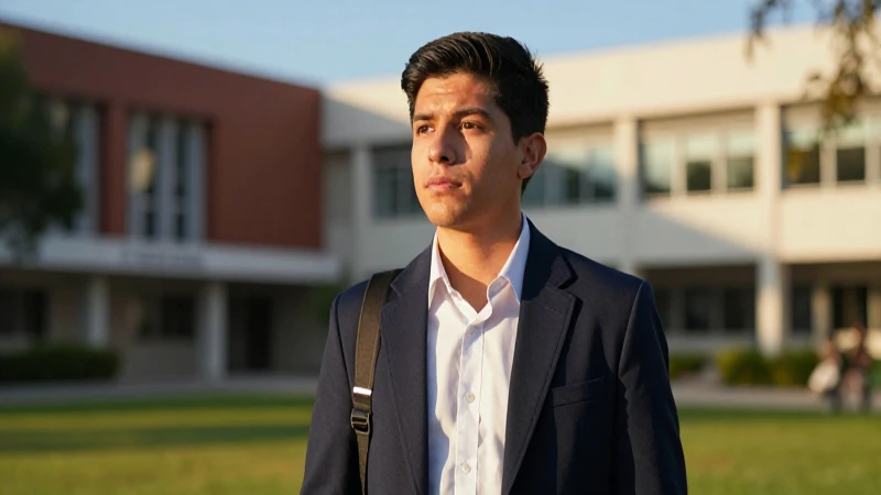 Joven mexicano determinado en campus universitario