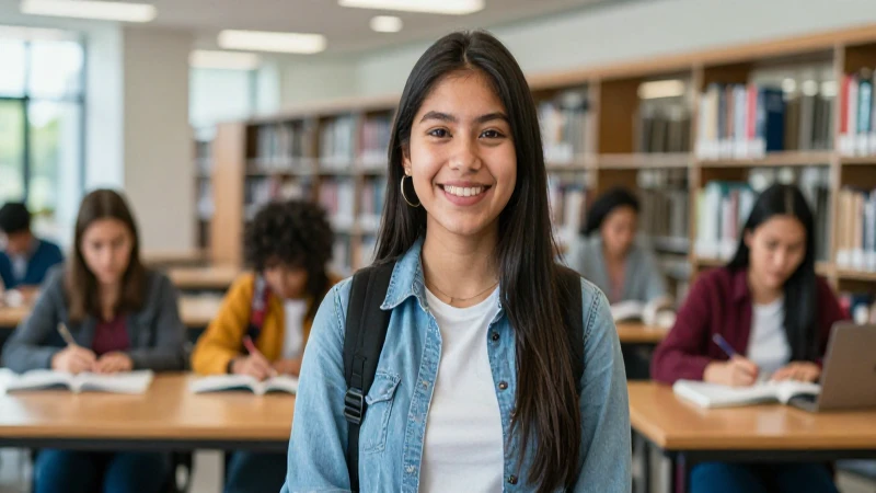 Estudiante mexicano feliz y concentrado en la universidad