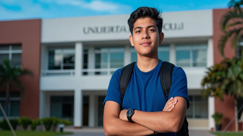 Joven estudiante mexicano, portada de blog vibrante