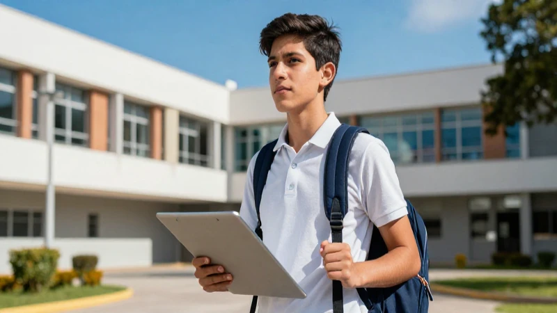 Estudiante mexicano en campus, estilo cinematográfico