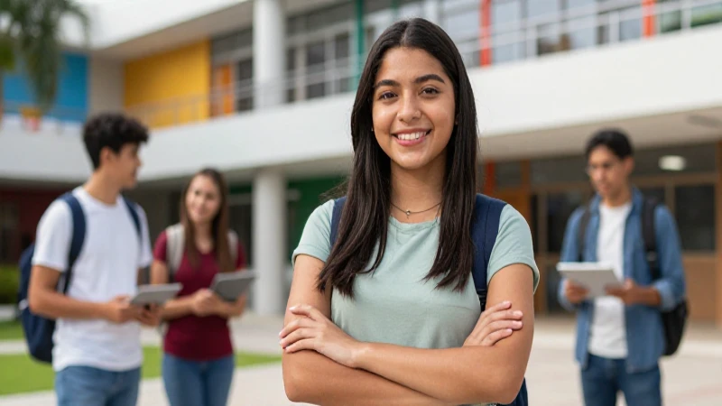Estudiante mexicano confiado en campus universitario