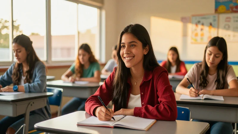 Estudiantes mexicanos felices estudiando con luz dorada