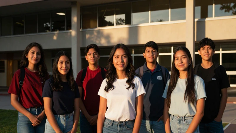 Campus moderno con estudiantes mexicanos vibrantes