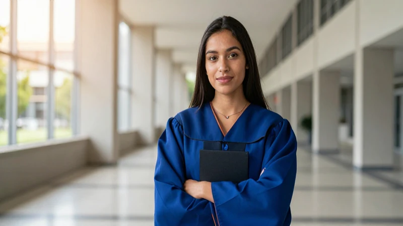 Joven mexicana académica en campus universitario moderno
