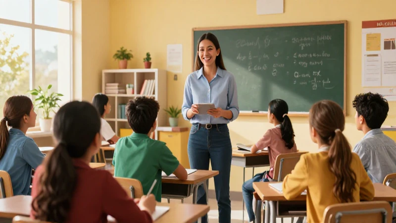 Maestra mexicana guía a alumnos en aula vibrante