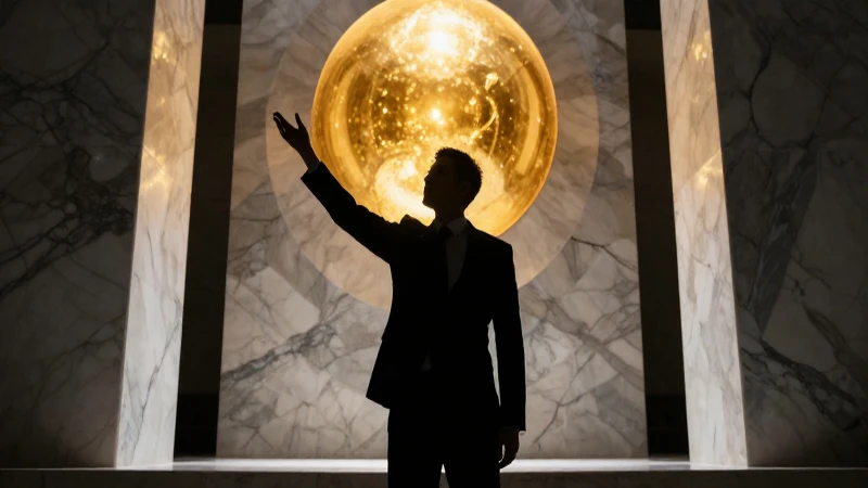 Figura dramática con orb dorado y alto contraste