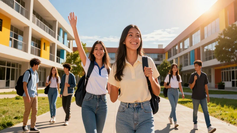Jóvenes mexicanos celebrando beca SEIEM en campus