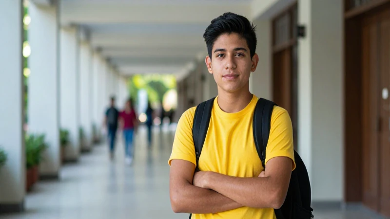 Joven estudiante mexicano con estética universitaria impactante