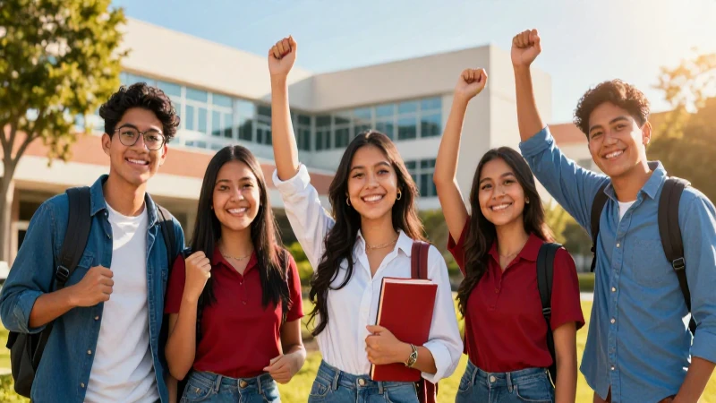 Estudiantes mexicanos celebrando éxito académico