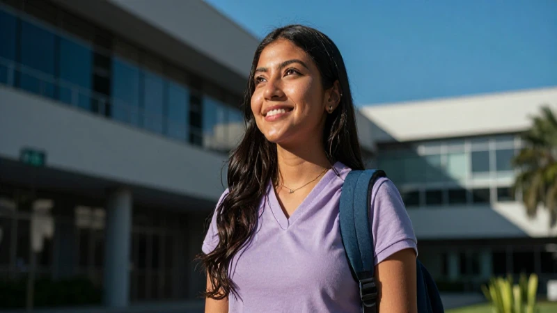 Estudiante mexicano vibrante en campus moderno