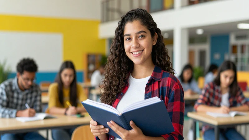 Estudiante mexicano sonriente en campus moderno