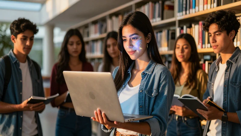 Estudiantes mexicanos brillantes en moderno campus