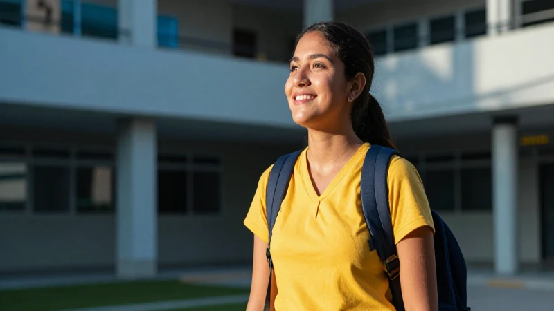 Estudiante mexicano exitoso en ambiente universitario vibrante