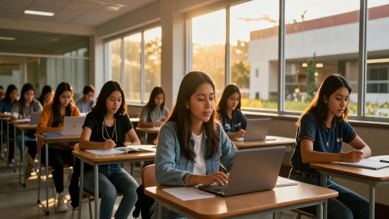 Éxito educativo en campus moderno