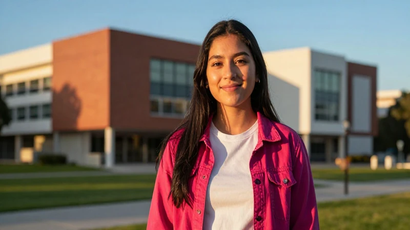 Estudiante mexicano vibrante en luz dorada