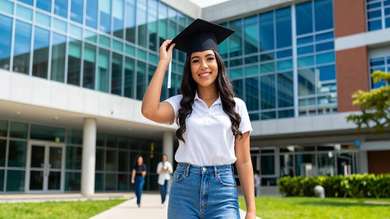 Estudiante mexicana, moderna, graduada y vibrante