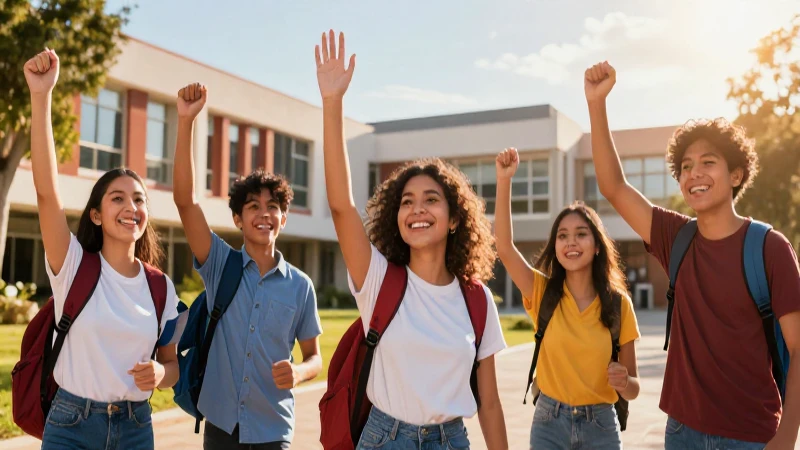 Estudiantes mexicanos celebrando con ambiente inspirador