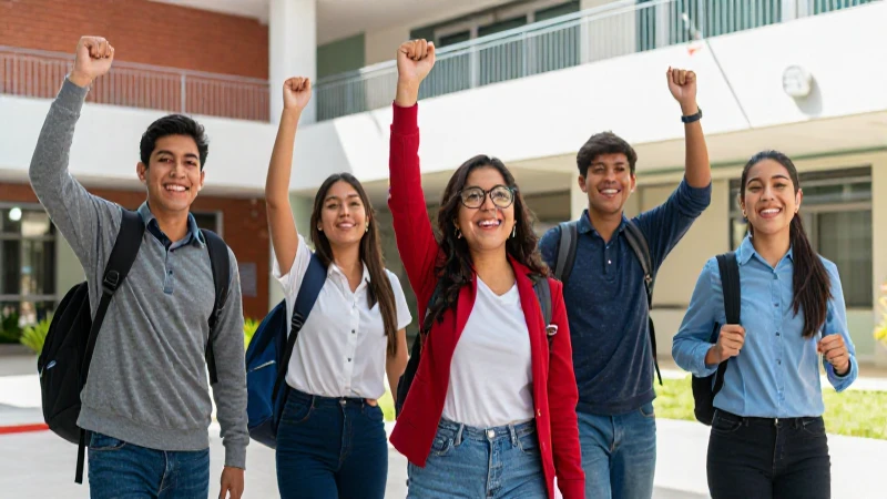 Estudiantes mexicanos celebrando su éxito