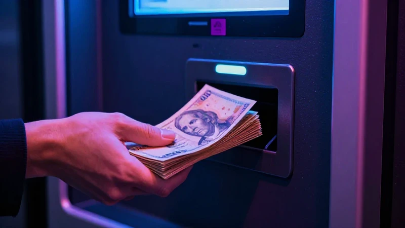 Mano recibe dinero en cajero moderno