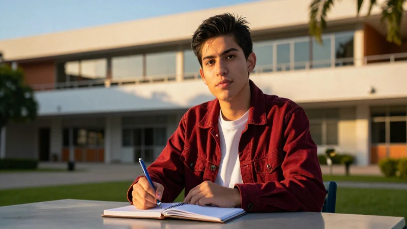 Retrato cinematográfico de estudiante mexicano