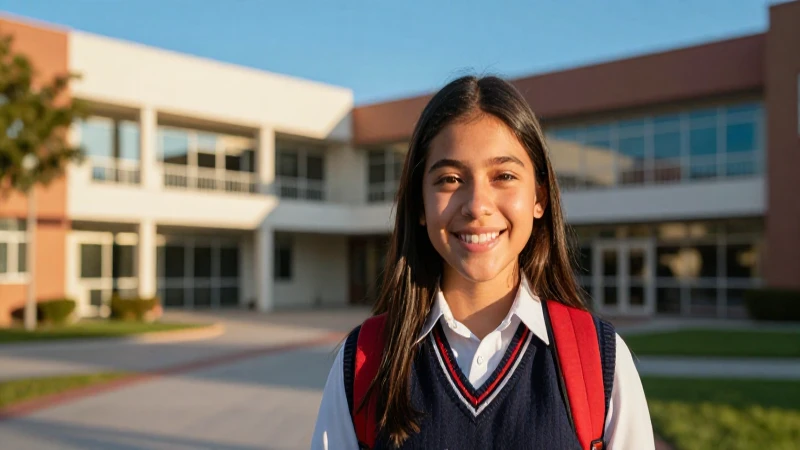 Estudiante mexicano feliz en campus moderno