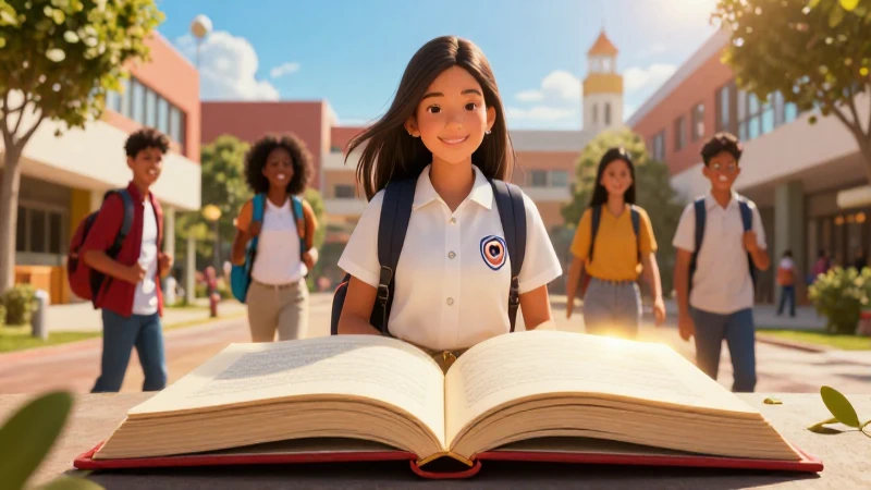 Estudiante mexicano de éxito en campus vibrante