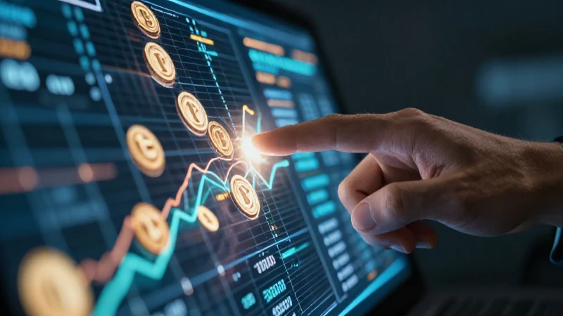 Manos digitales tocan interfaz financiera futurista