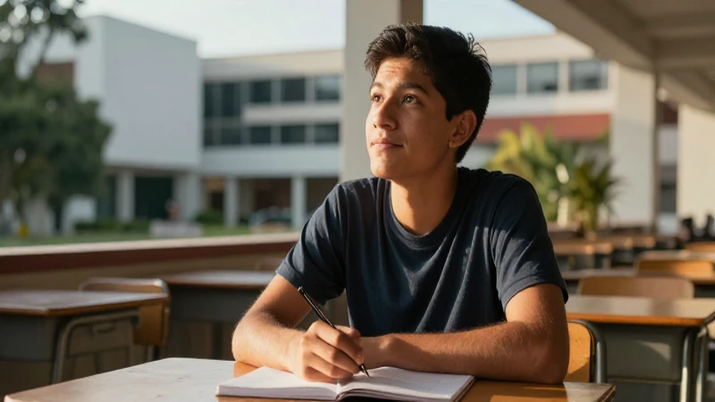 Retrato hiperrealista de estudiante mexicano soñador