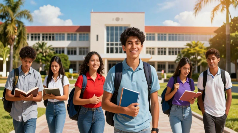 Ilustración vibrante de estudiantes universitarios mexicanos
