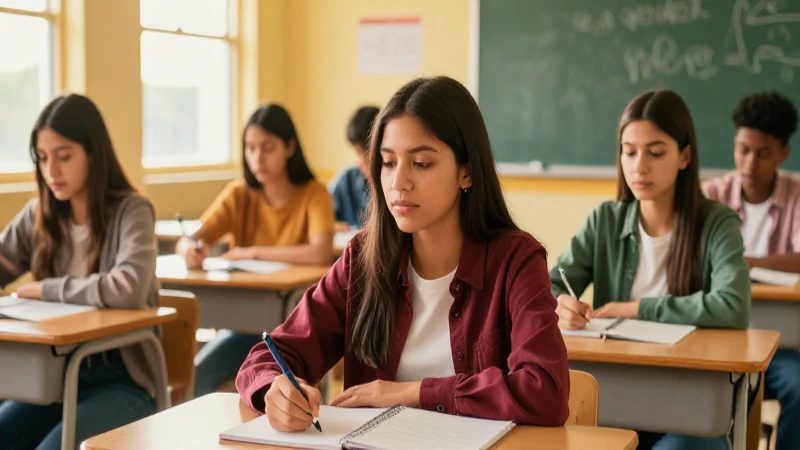 Estudiante mexicano en aula moderna y luminosa