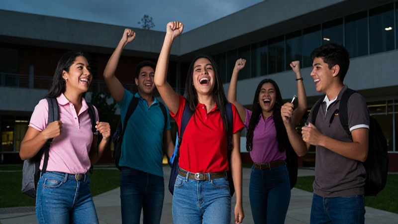 Estudiantes mexicanos celebran éxito en campus vibrante