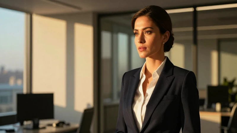 Vendedora profesional elegante en oficina moderna