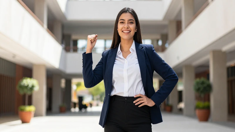 Joven profesional mexicano con estilo en campus soleado