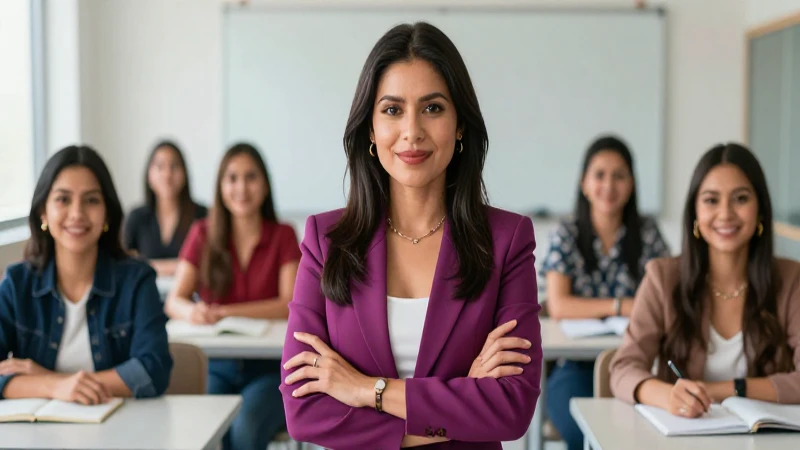 Directora y alumnos exitosos en aula