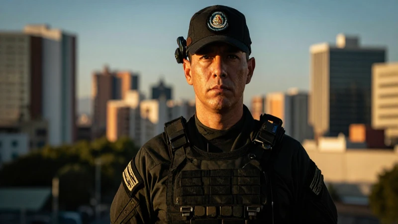 Guardia nacional mexicana en retrato cinematográfico de alta resolución