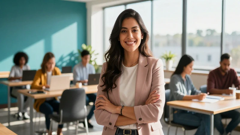 Joven mexicana exitosa en ambiente moderno