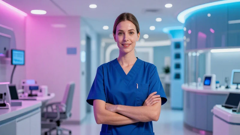 Asistente de enfermería profesional en hospital moderno