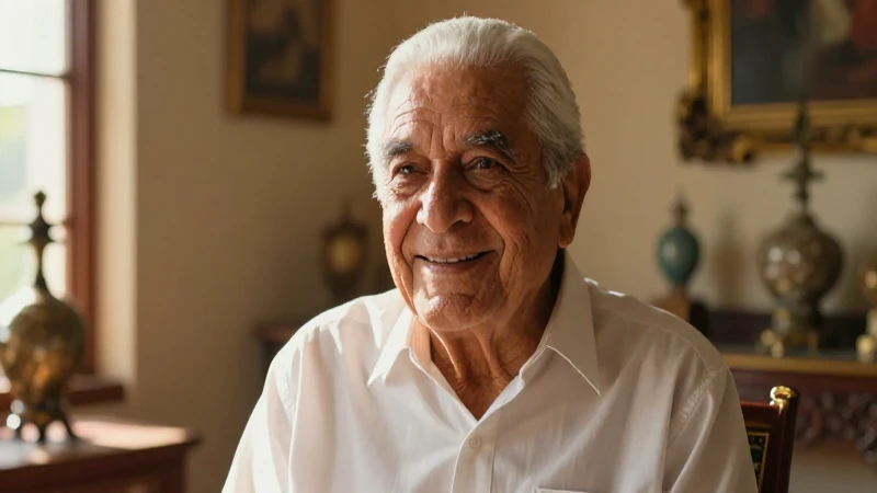 Retrato sonriente de un anciano mexicano elegante