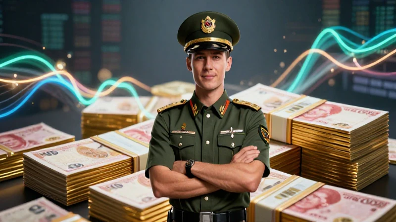 Oficial militar atractivo con oro y finanzas