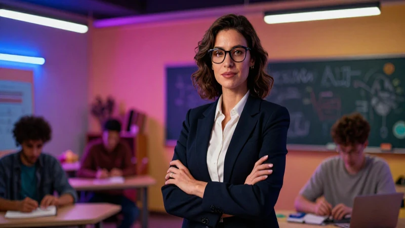 Profesor carismático en un aula dinámica