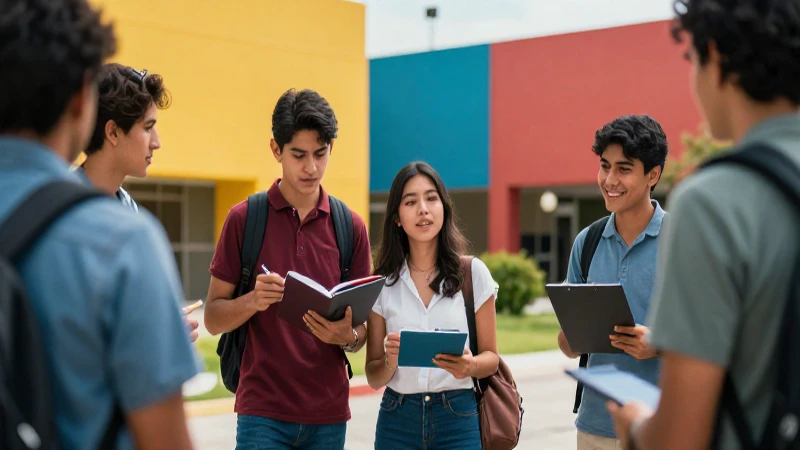 Estudiantes mexicanos en campus vibrante